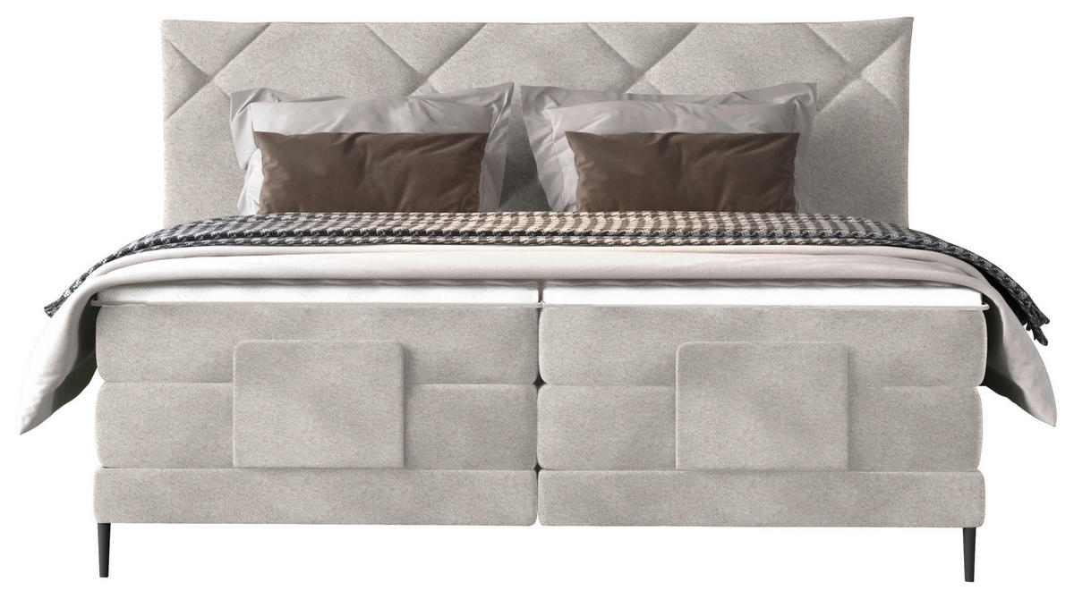 KONTINENTALSÄNG 180/200 cm  i beige  - beige/svart, Klassisk, metall/textil (180/200cm) - Esposa
