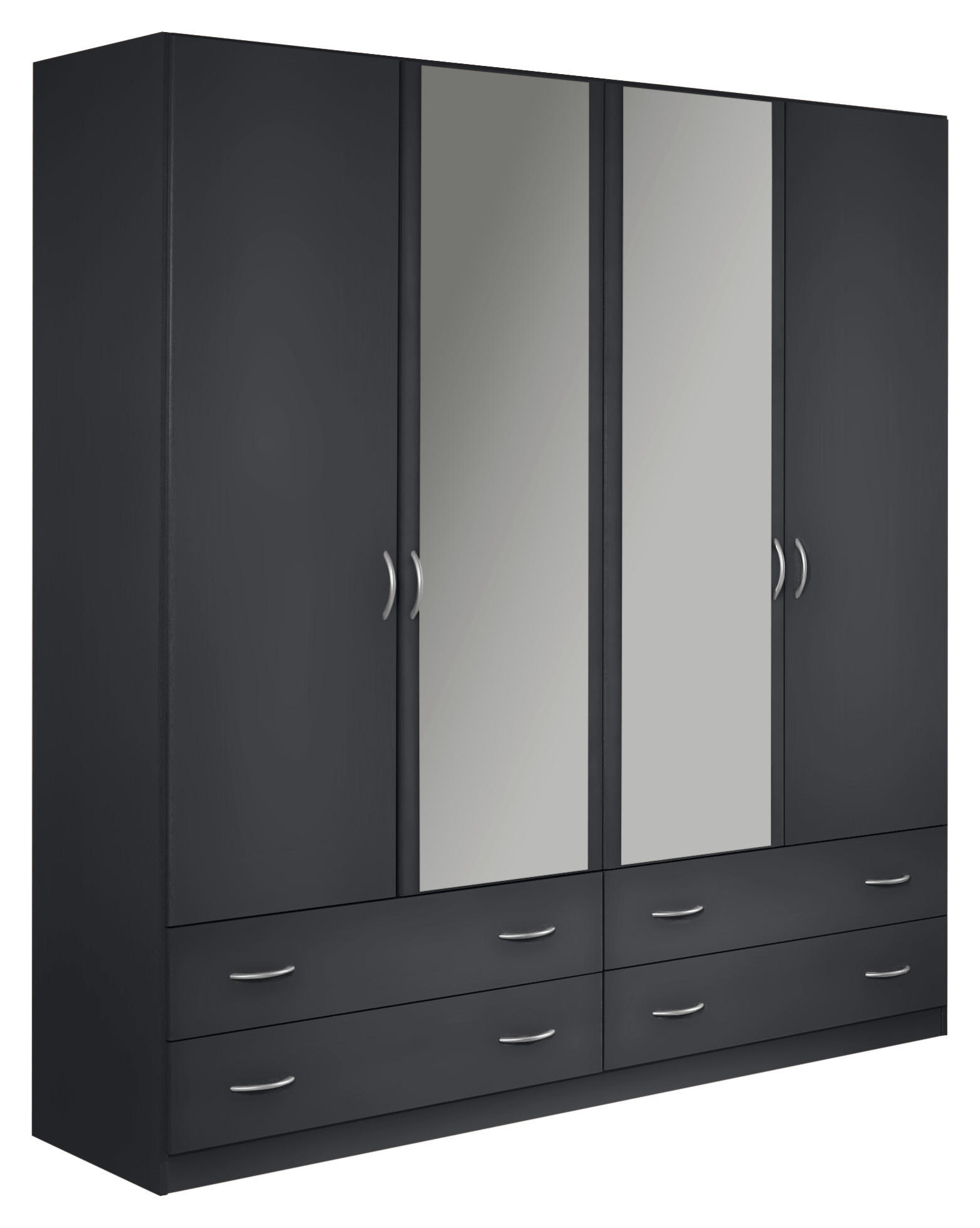 DREHTÜRENSCHRANK 181/197/54 cm,  in Grau, 4 Tür(en)  - Silberfarben/Grau, KONVENTIONELL, Glas/Holzwerkstoff (181/197/54cm) - Boxxx