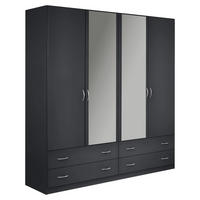 DREHTÜRENSCHRANK 181/197/54 cm,  in Grau, 4 Tür(en)  - Silberfarben/Grau, KONVENTIONELL, Glas/Holzwerkstoff (181/197/54cm) - Boxxx