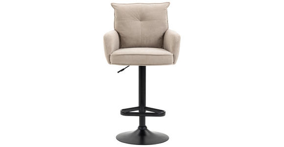 BARHOCKER Cord Creme, Schwarz, Beige Eisen Stoffauswahl, Sitzfläche 360° drehbar, inklusive Armlehnen - Beige/Creme, Design, Textil/Metall (54/98-120/58cm) - Novel