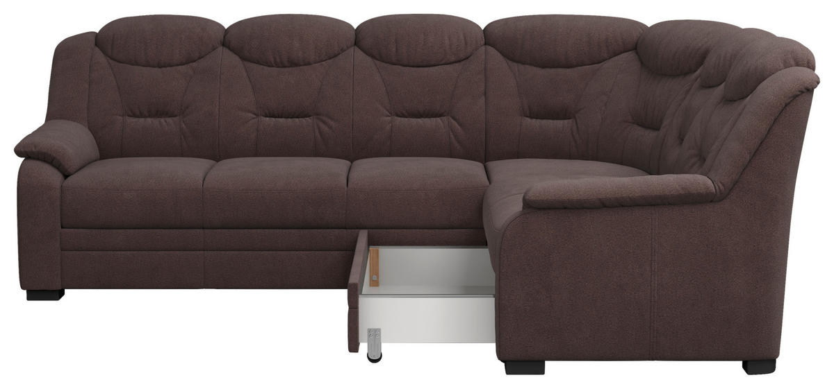 ECKSOFA in Chenille Braun  - Schwarz/Braun, Basics, Kunststoff/Textil (263/211cm) - MID.YOU