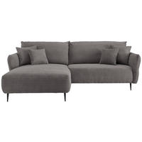ECKSOFA Grau Cord  - Schwarz/Grau, Design, Textil/Metall (178/260cm) - Livetastic
