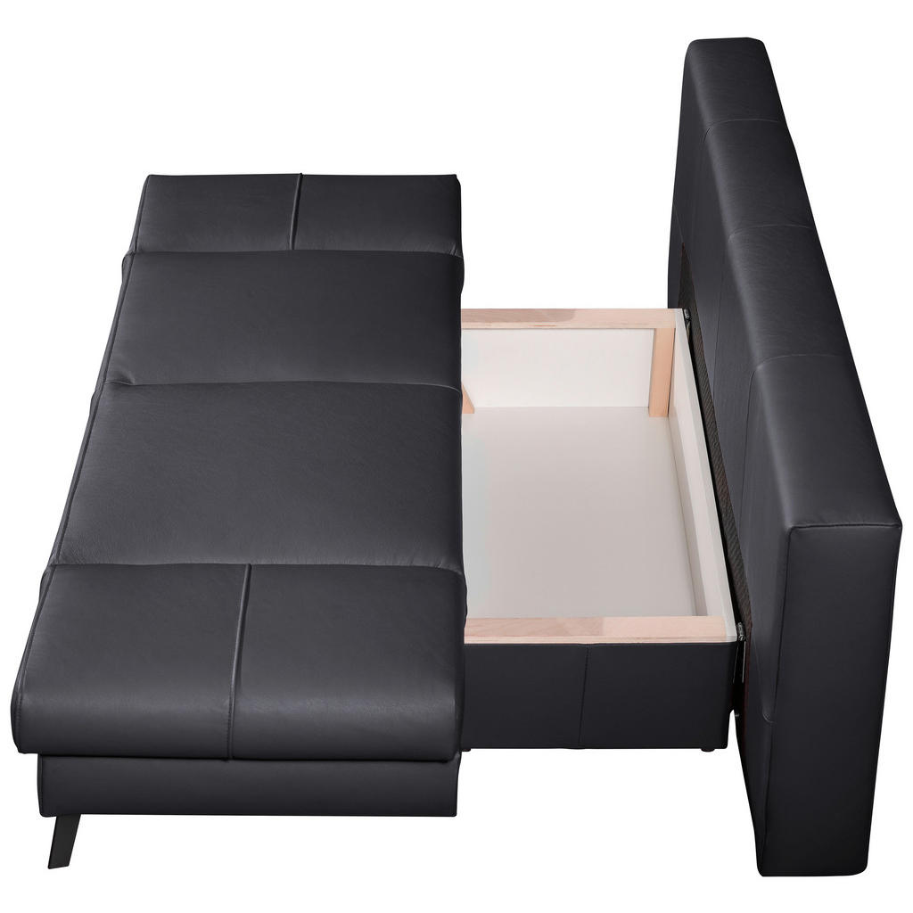 Thumbnail - Novel Schlafsofa, Anthrazit, Leder, Echtleder, Rindleder, Uni, 2-Sitzer, 200x85x90 cm, Fußauswahl, Lederauswahl, Schlafe...