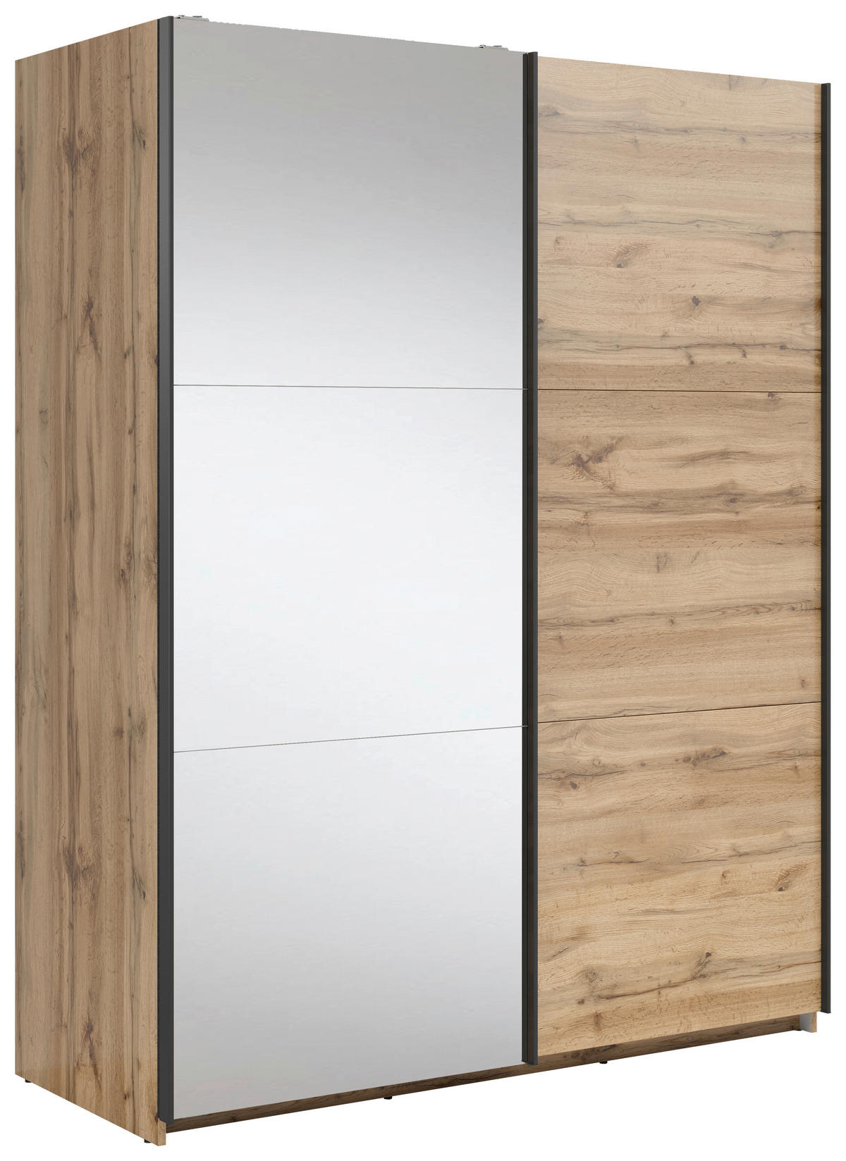 SCHWEBETÜRENSCHRANK 153,5/195,5/60 cm 2-türig Klar, Eiche Wotan  - Klar/Anthrazit, MODERN, Glas/Holzwerkstoff (153,5/195,5/60cm) - MID.YOU