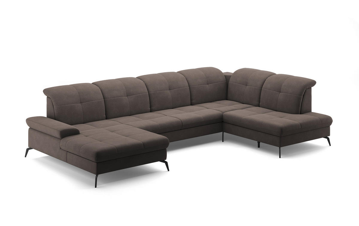 WOHNLANDSCHAFT in Flachgewebe Graphitfarben  - Schwarz/Graphitfarben, Konventionell, Textil/Metall (185/357/231cm) - Sit & More