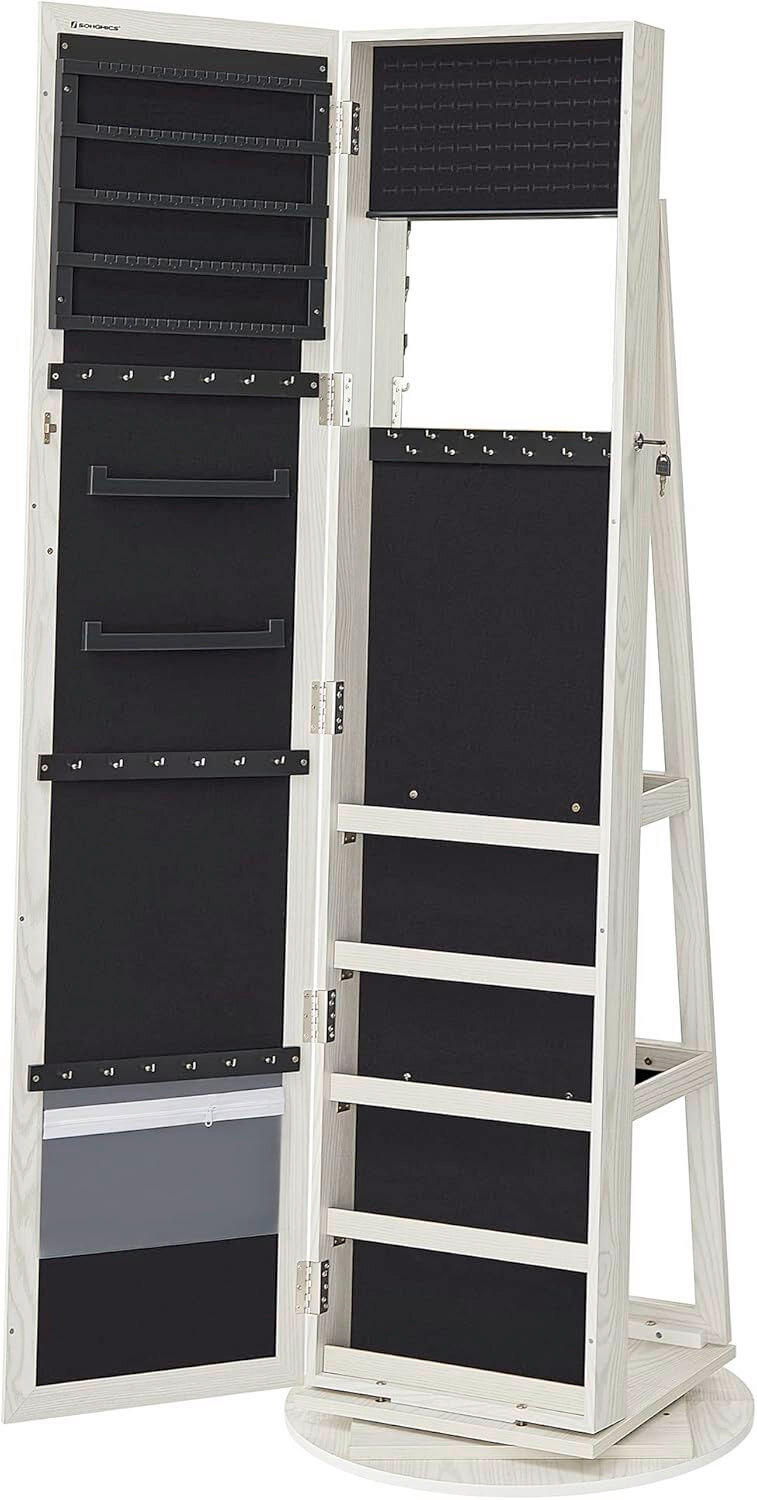 SCHMUCKSCHRANK  - Eiche Bianco, Basics, Glas/Holzwerkstoff (55/155cm)