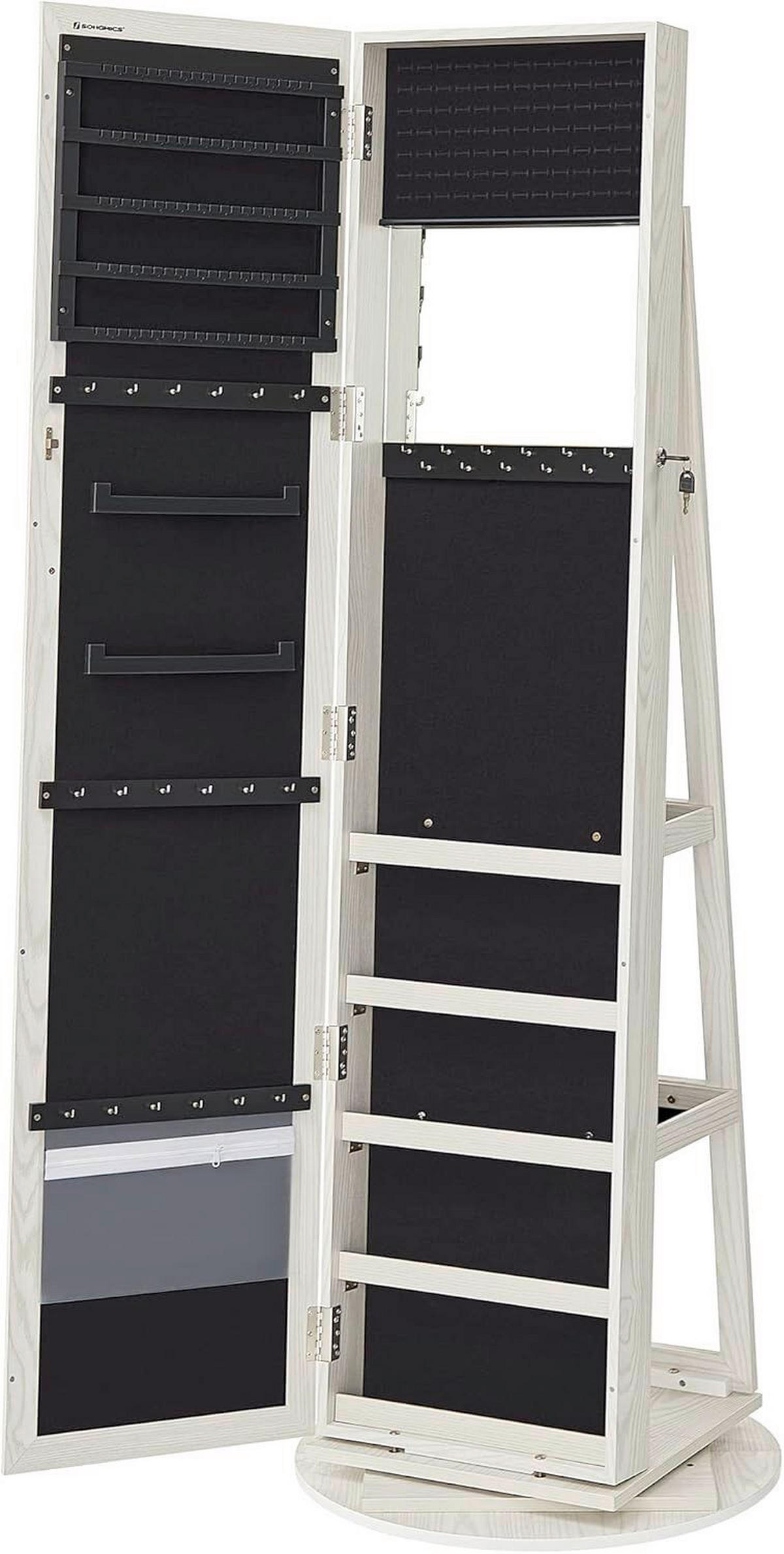 SCHMUCKSCHRANK  - Eiche Bianco, Basics, Glas/Holzwerkstoff (55/155cm)