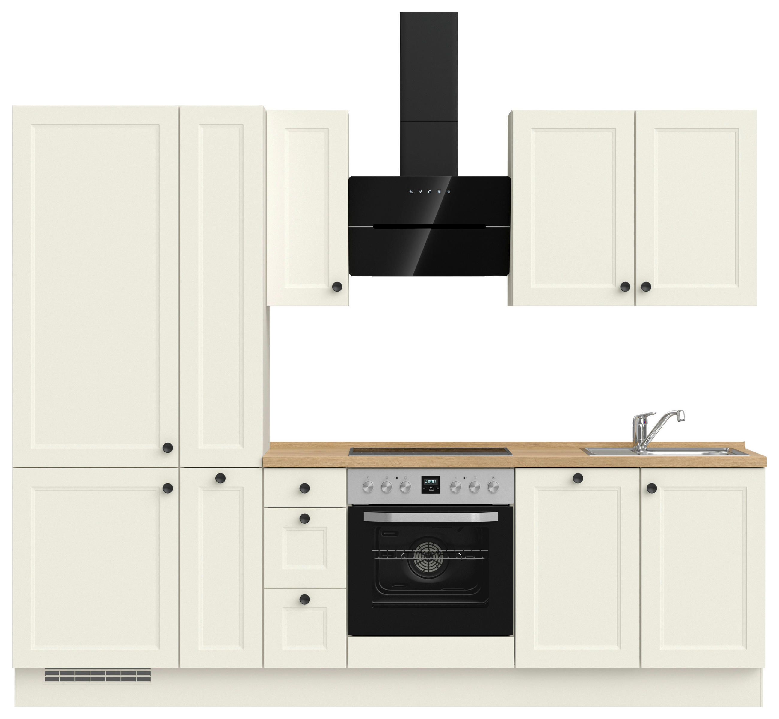 Bucătărie Fără Electrocasnice  - alb/culoare lemn stejar, Modern, metal/material pe bază de lemn (270cm) - Nobilia