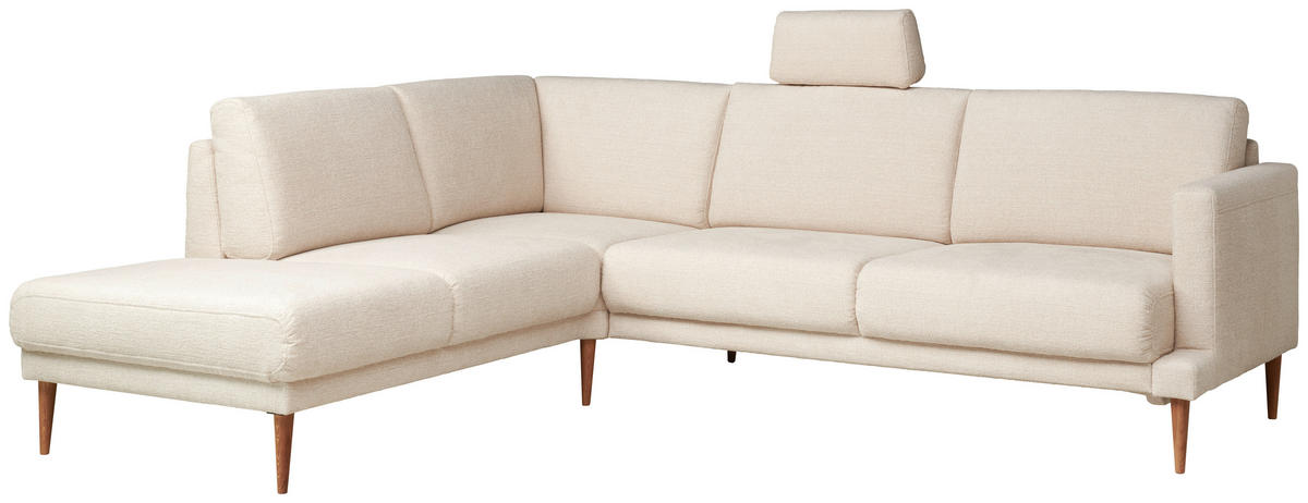 ECKSOFA  in Flachgewebe Beige  212/255 cm  - Eichefarben/Beige, KONVENTIONELL, Holz/Textil (212/255cm) - Valnatura
