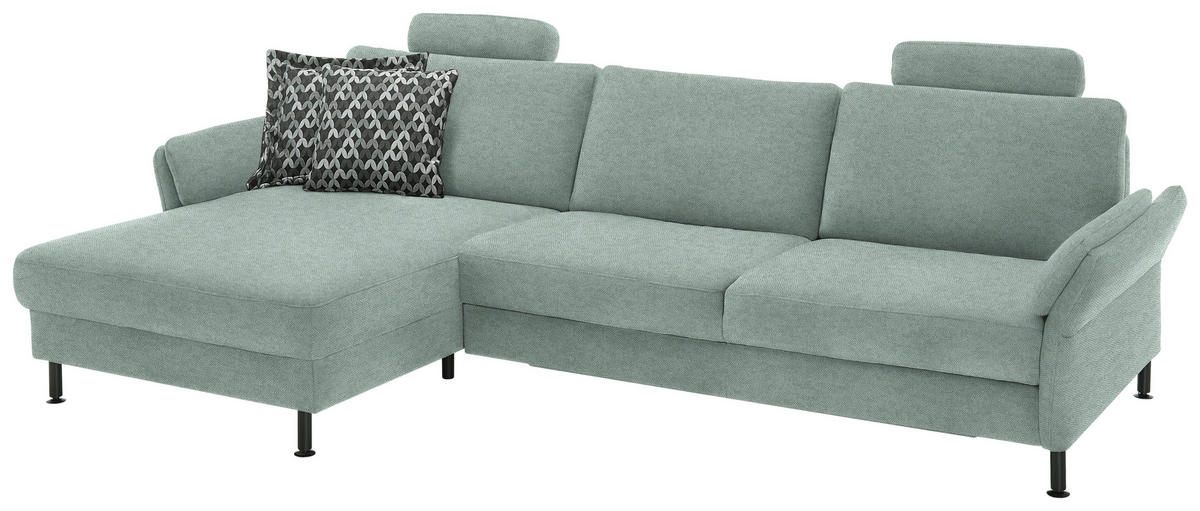 ECKSOFA  in Chenille, Flachgewebe Mintgrün  175/316 cm  - Schwarz/Mintgrün, Design, Textil/Metall (175/316cm) - Dieter Knoll