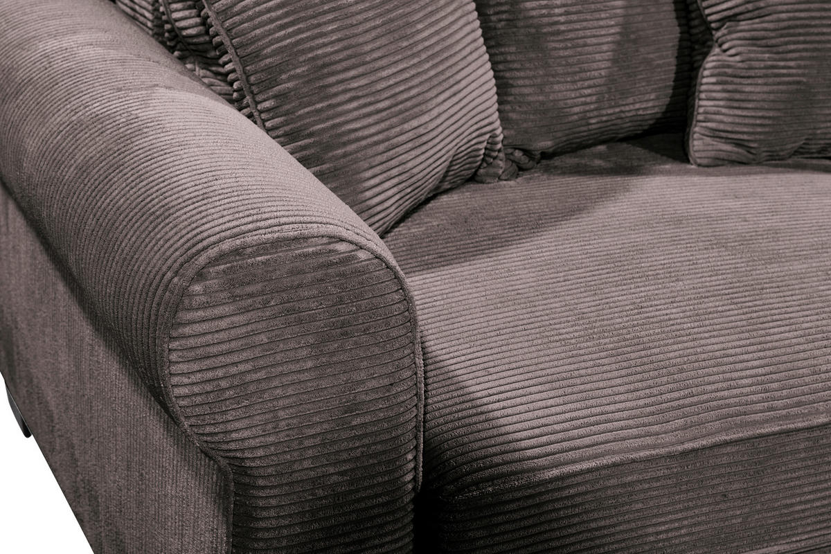 SCHLAFSOFA  mit Stoffauswahl, Liegefunktion, Rücken echt Cord Braun  - Schwarz/Braun, KONVENTIONELL, Kunststoff/Textil (250/95/125cm) - Hom`in