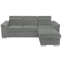 ECKSOFA in Velours Grau  - Alufarben/Grau, Design, Holz/Textil (243/186cm) - MID.YOU