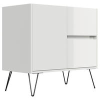 SIDEBOARD Posseik Industrial 79/75,8/42 cm 2 Schublade(n)  - Weiß Hochglanz/Eichefarben, Design, Holzwerkstoff/Metall (79/75,8/42cm) - P & B