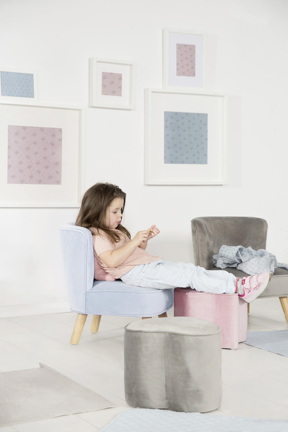 KINDERSESSEL - Hellblau, Basics, Textil (44/50/48cm) - Roba