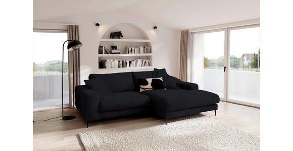 ECKSOFA  in Flachgewebe Schwarz  253/177 cm  - Schwarz, Design, Textil/Metall (253/177cm) - Dieter Knoll