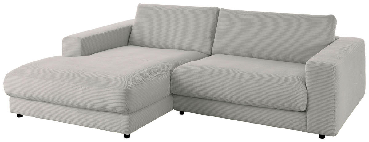 ECKSOFA in Cord Greige  190/270 cm  - Greige/Schwarz, Design, Kunststoff/Textil (190/270cm) - Lomoco