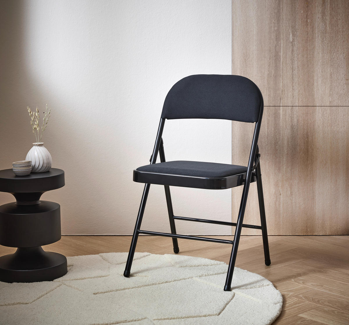 SCAUN PLIABIL in metal, textil negru  - negru, Basics, metal/textil (46,5/79/47cm) - Boxxx