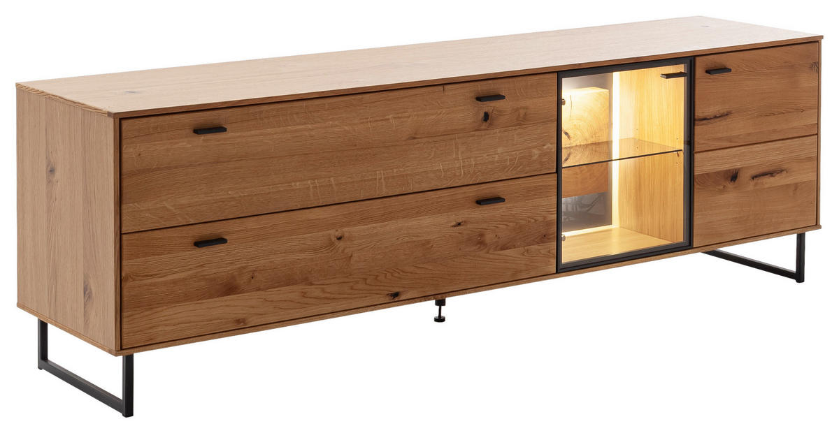 LOWBOARD Nairobi  in 213/68/50 cm  - Wildeiche/Anthrazit, Design, Glas/Holz (213/68/50cm) - MID.YOU
