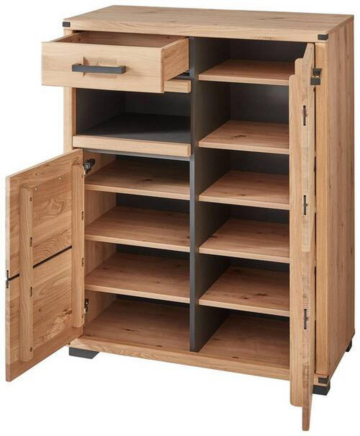 GARDEROBE 5-teilig  in 268/204/41 cm  - Wildeiche/Graphitfarben, Natur, Holz/Holzwerkstoff (268/204/41cm) - Linea Natura