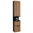 HOCHSCHRANK 30/160/30 cm  - Eichefarben/Schwarz, Design, Glas/Holzwerkstoff (30/160/30cm) - Novel