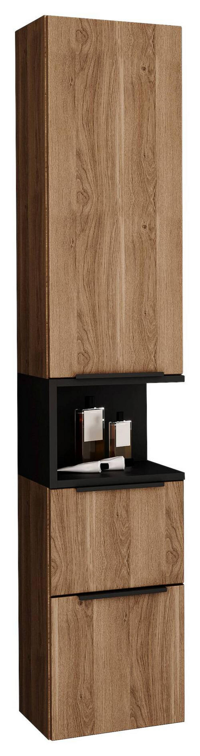 HOCHSCHRANK 30/160/30 cm  - Eichefarben/Schwarz, Design, Glas/Holzwerkstoff (30/160/30cm) - Novel