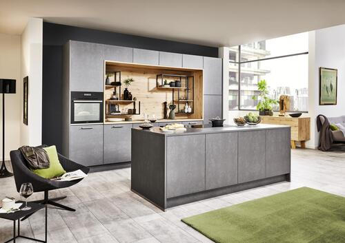 EINBAUKÜCHE DK211  - Grau, Design, Holzwerkstoff - Dieter Knoll