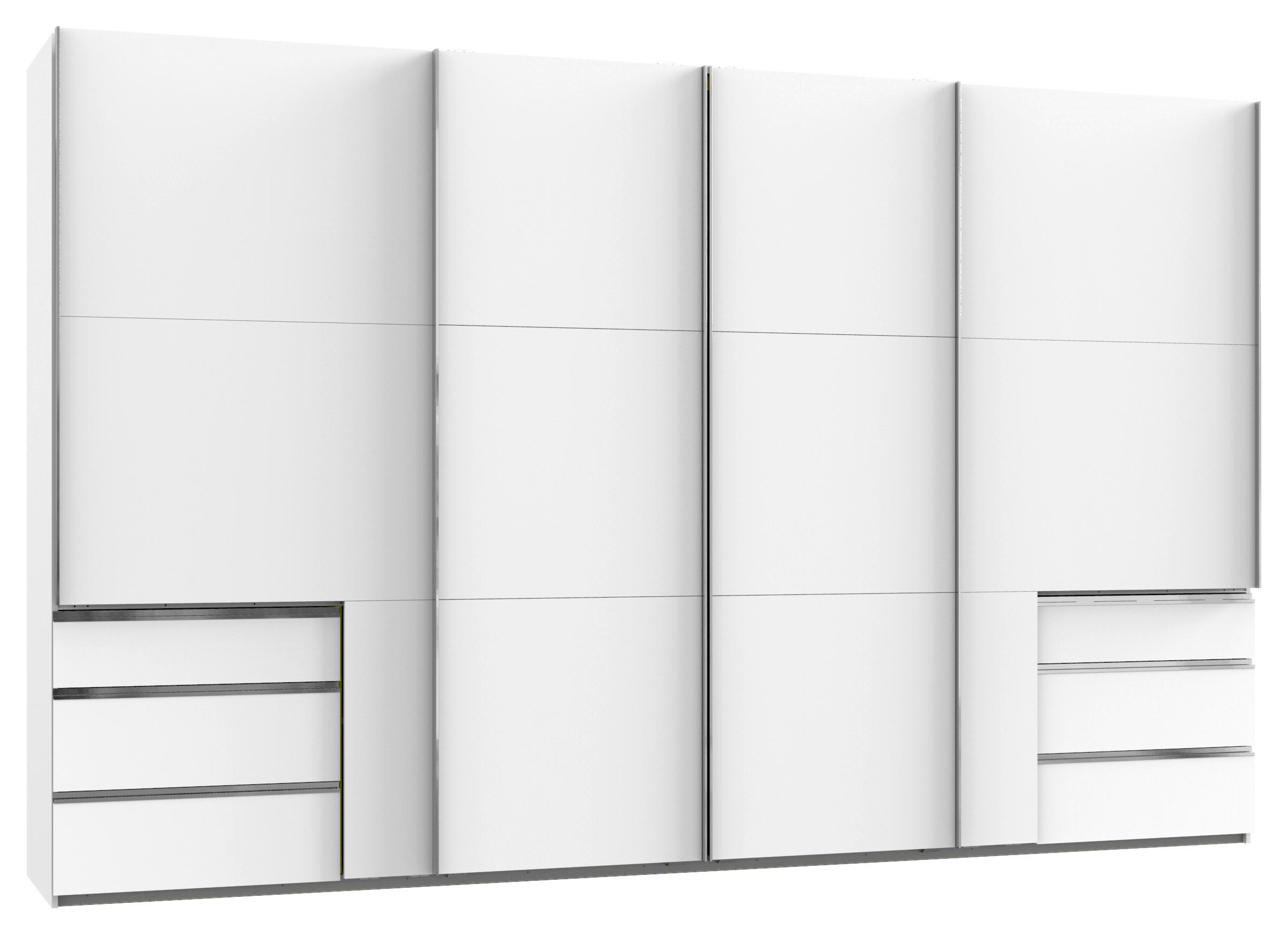 SCHWEBETÜRENSCHRANK 350/216/65 cm 4-türig Weiß  - Chromfarben/Weiß, Basics, Holzwerkstoff/Metall (350/216/65cm) - MID.YOU