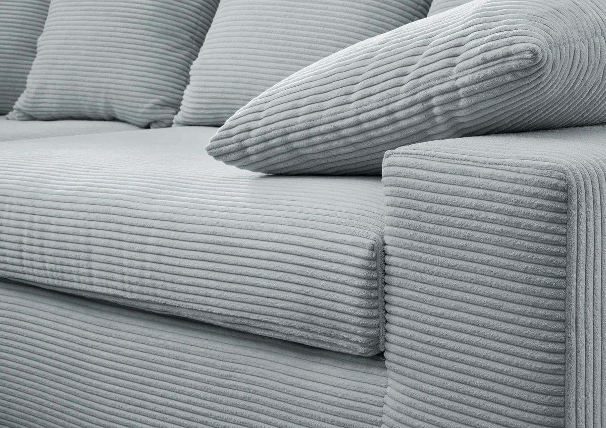 ECKSOFA in Cord Hellblau  - Schwarz/Hellblau, Modern, Kunststoff/Textil (200/278cm) - Livetastic