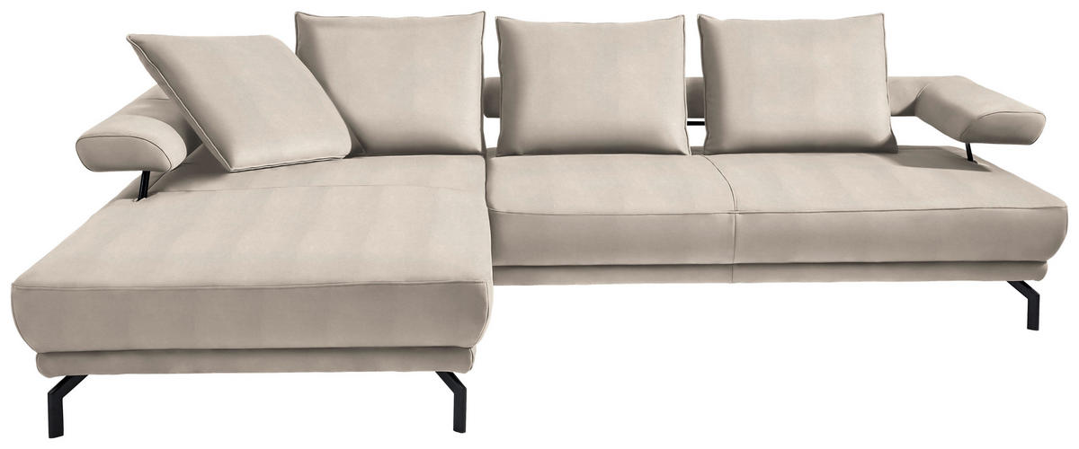 ECKSOFA in Mikrofaser Creme  - Creme/Schwarz, Design, Textil/Metall (224/305cm) - Dieter Knoll