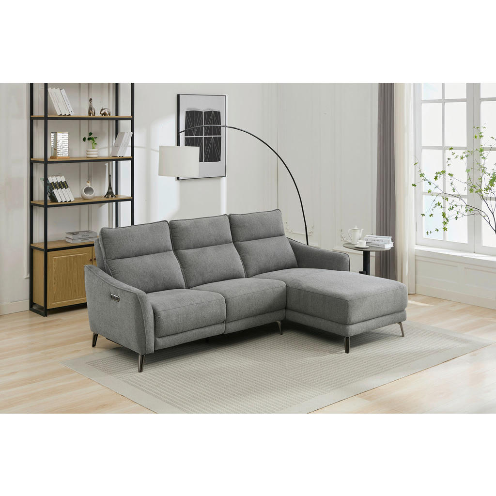 Thumbnail - Mid.you Ecksofa, Grau, Textil, 3-Sitzer, L-Form, Ottomane rechts, 239x168 cm, Reach, Bsci, CE, USB-Anschluss, USB-C-Ansc...