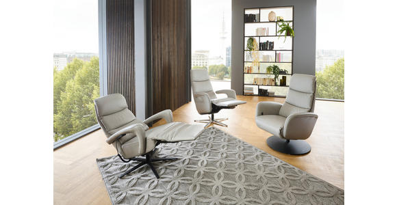 RELAXSESSEL in Leder Greige  - Greige/Schwarz, Design, Leder/Metall (76/108/86cm) - Dieter Knoll