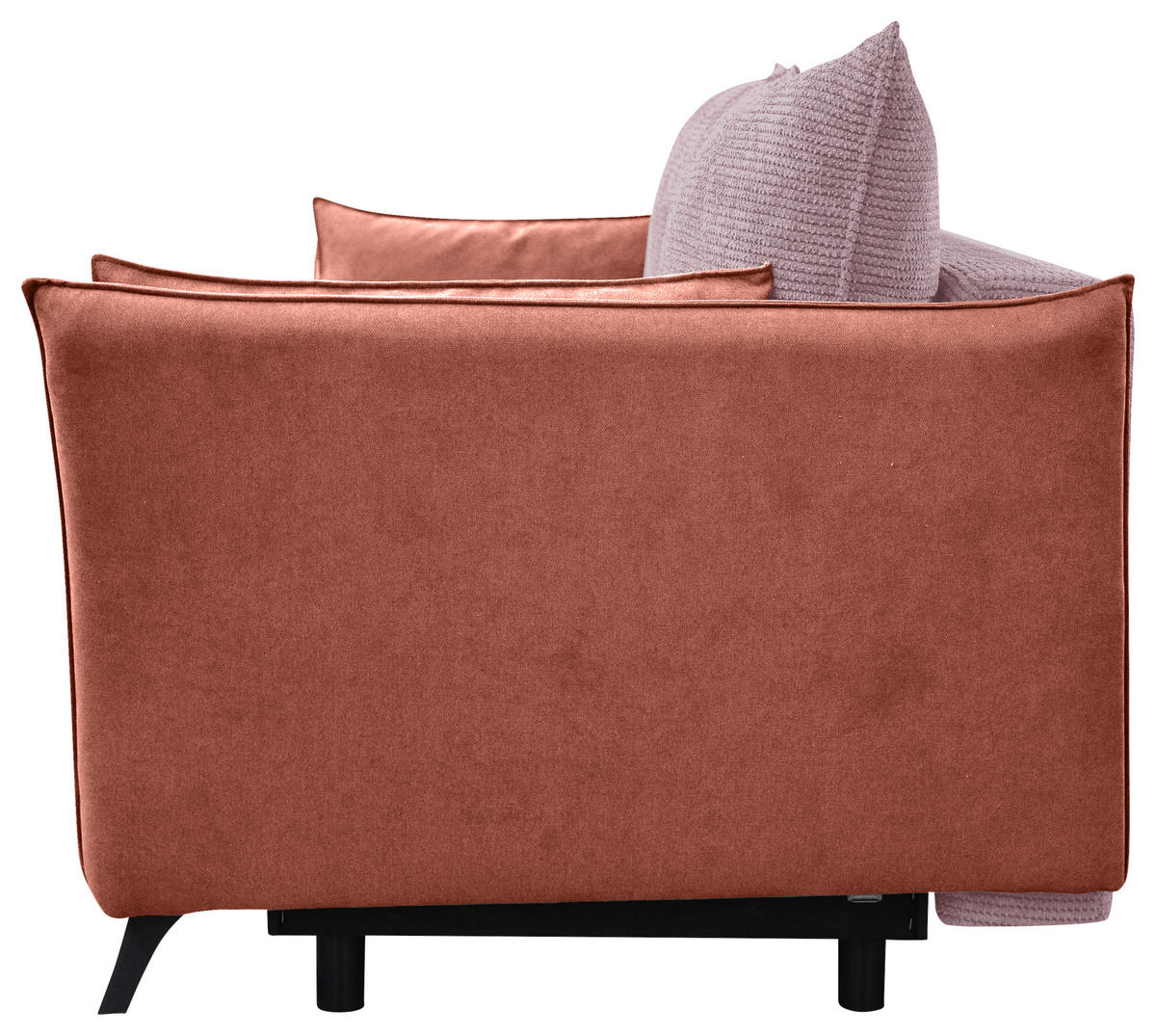 SCHLAFSOFA  mit Liegefunktion, Rücken echt Cord, Flachgewebe Rosa  - Schwarz/Rosa, KONVENTIONELL, Textil/Metall (223/72/100cm) - Carryhome