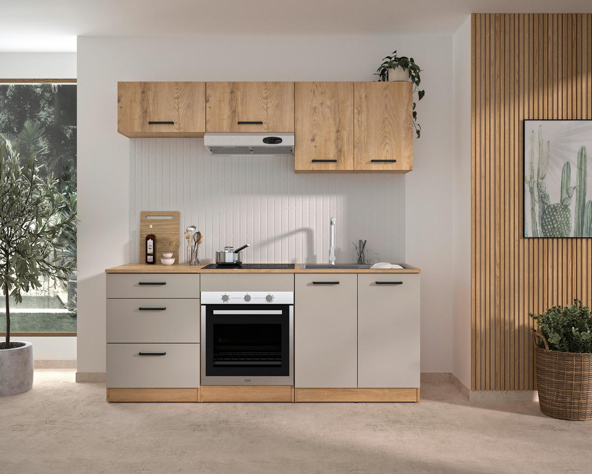 KÜCHENLEERBLOCK   in Beige, Beigebraun  - Beige/Beigebraun, Trend, Holzwerkstoff/Metall (200/211/60cm) - MID.YOU