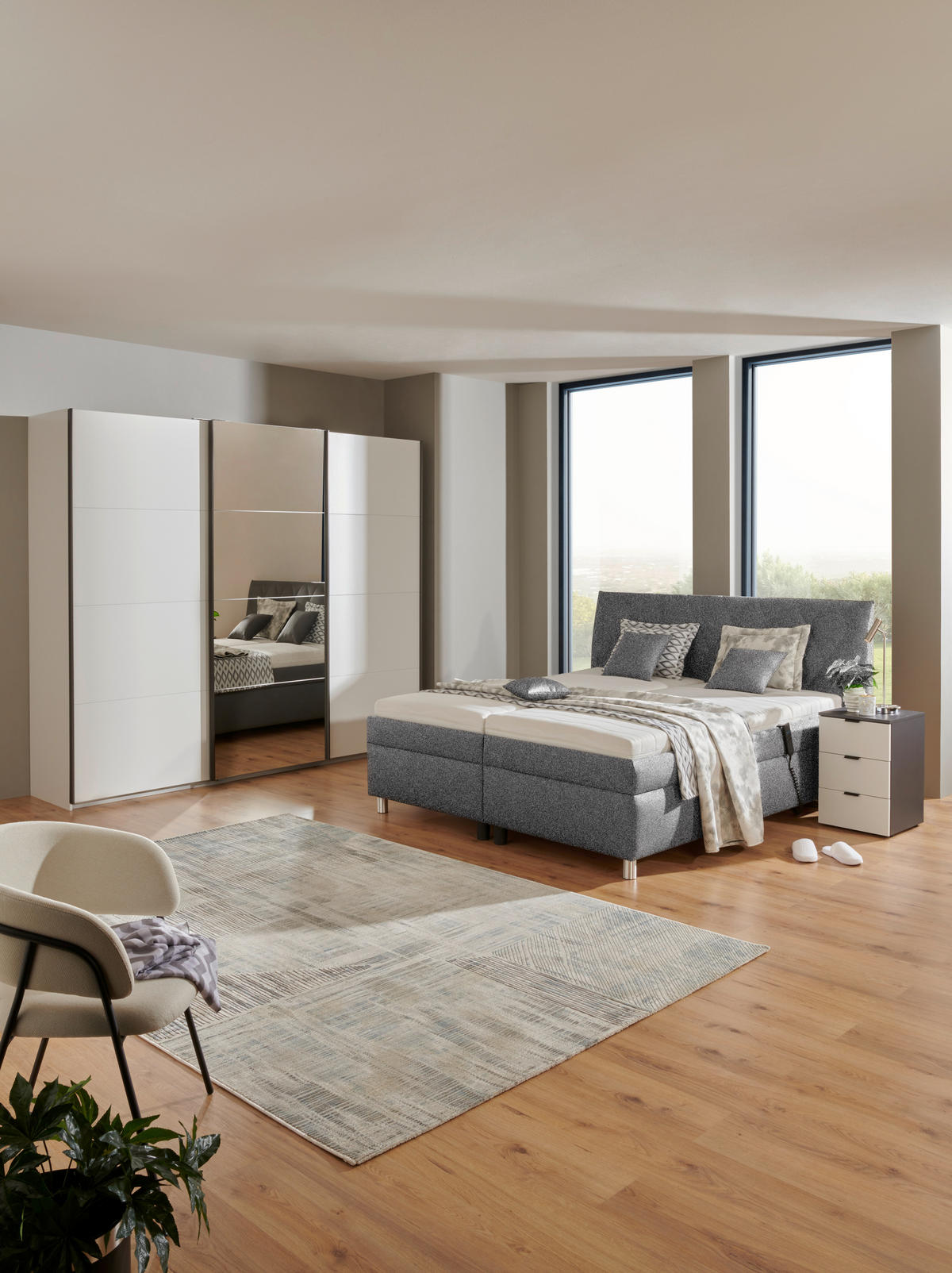 POLSTERBETT 160/200 cm  in Grau  - Weiss/Silberfarben, Konventionell, Holz/Textil (160/200cm) - Esposa