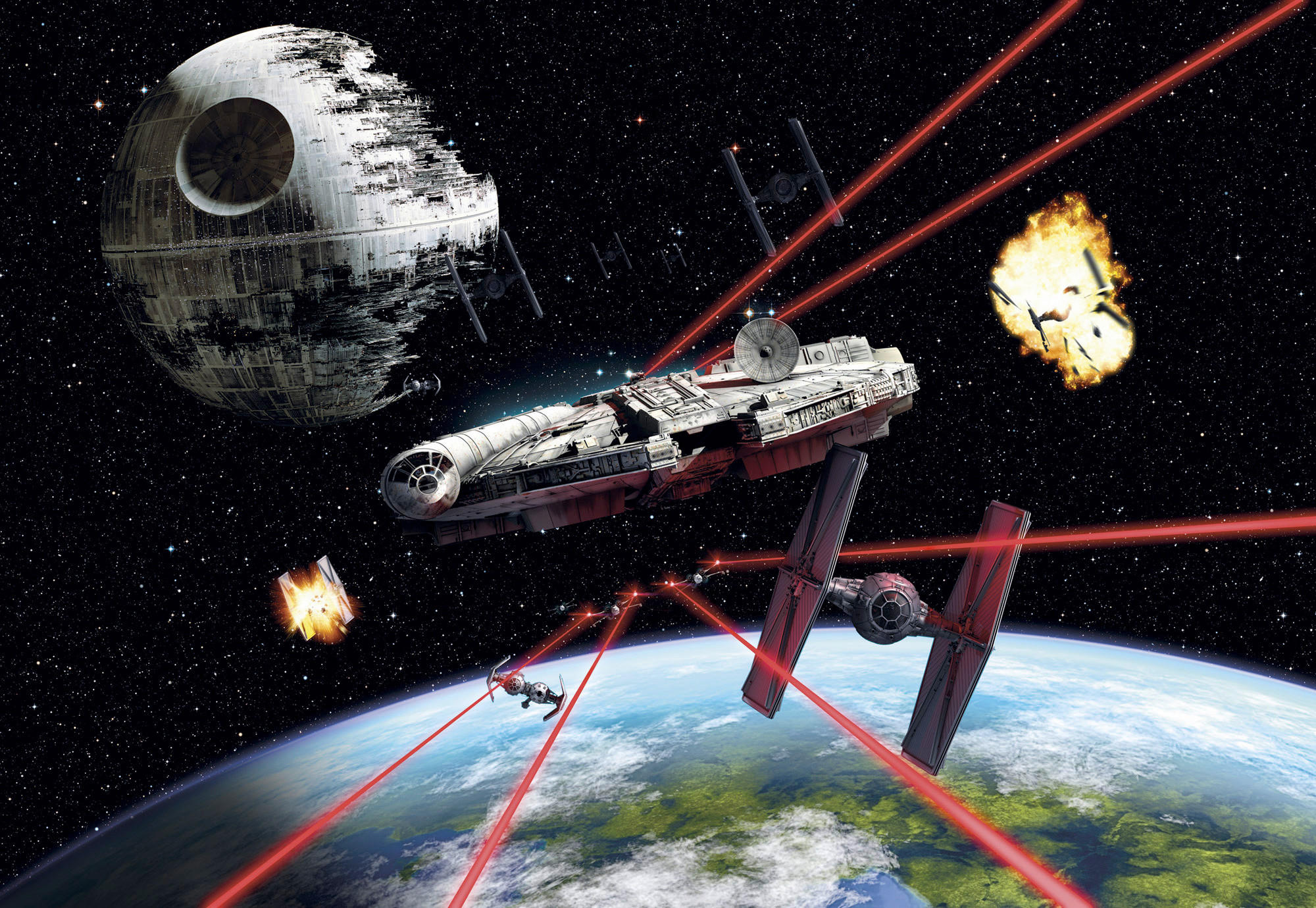 Star Wars Fototapete Star Wars Mehrfarbig, Schwarz 368x254 cm