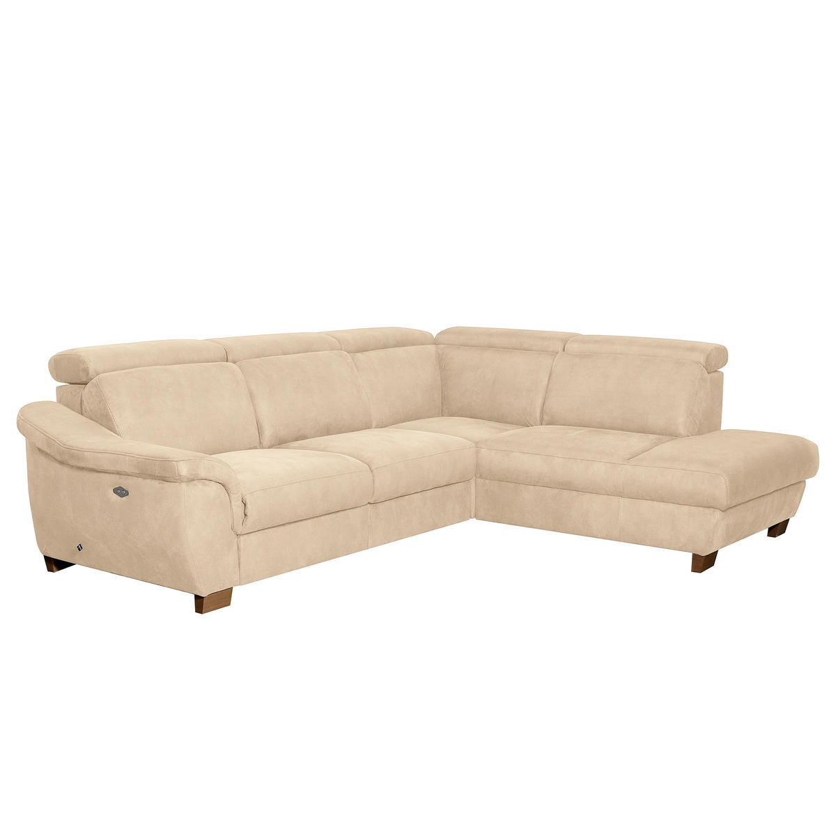 ECKSOFA TREND in Mikrofaser Beige Relaxfunktion, Kopfteilverstellung  276/238 cm  - Wengefarben/Beige, Design, Holz/Textil (276/238cm) - Livetastic
