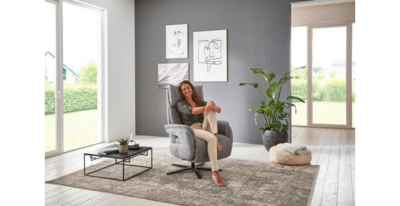 FERNSEHSESSEL  mit Relaxfunktion Struktur Grau  - Schwarz/Grau, MODERN, Textil/Metall (73/115/85cm) - Cantus