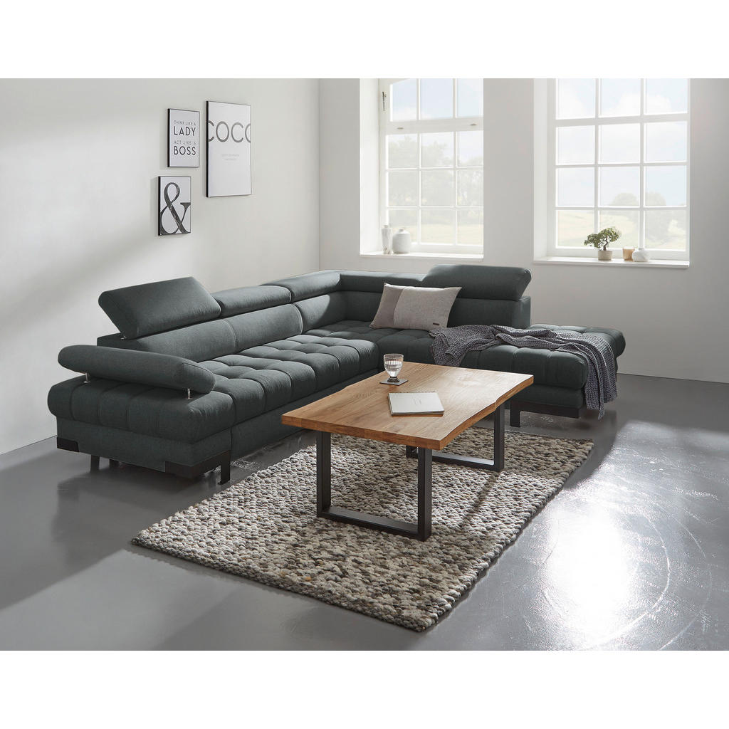 Thumbnail - Welnova Ecksofa, Graphit, Textil, Uni, 5-Sitzer, Ottomane rechts, L-Form, 263x223 cm, Typenauswahl, Bettkasten erhältlic...