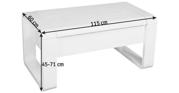 COUCHTISCH 115/60/45-71 cm rechteckig Weiß Hochglanz - Weiß Hochglanz/Weiß, Design, Holzwerkstoff/Metall (115/60/45-71cm) - Hom`in