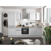 KÜCHENBLOCK 280 cm   in Weiß, Eichefarben  - Eichefarben/Schwarz, Design, Holzwerkstoff/Kunststoff (280cm) - MID.YOU