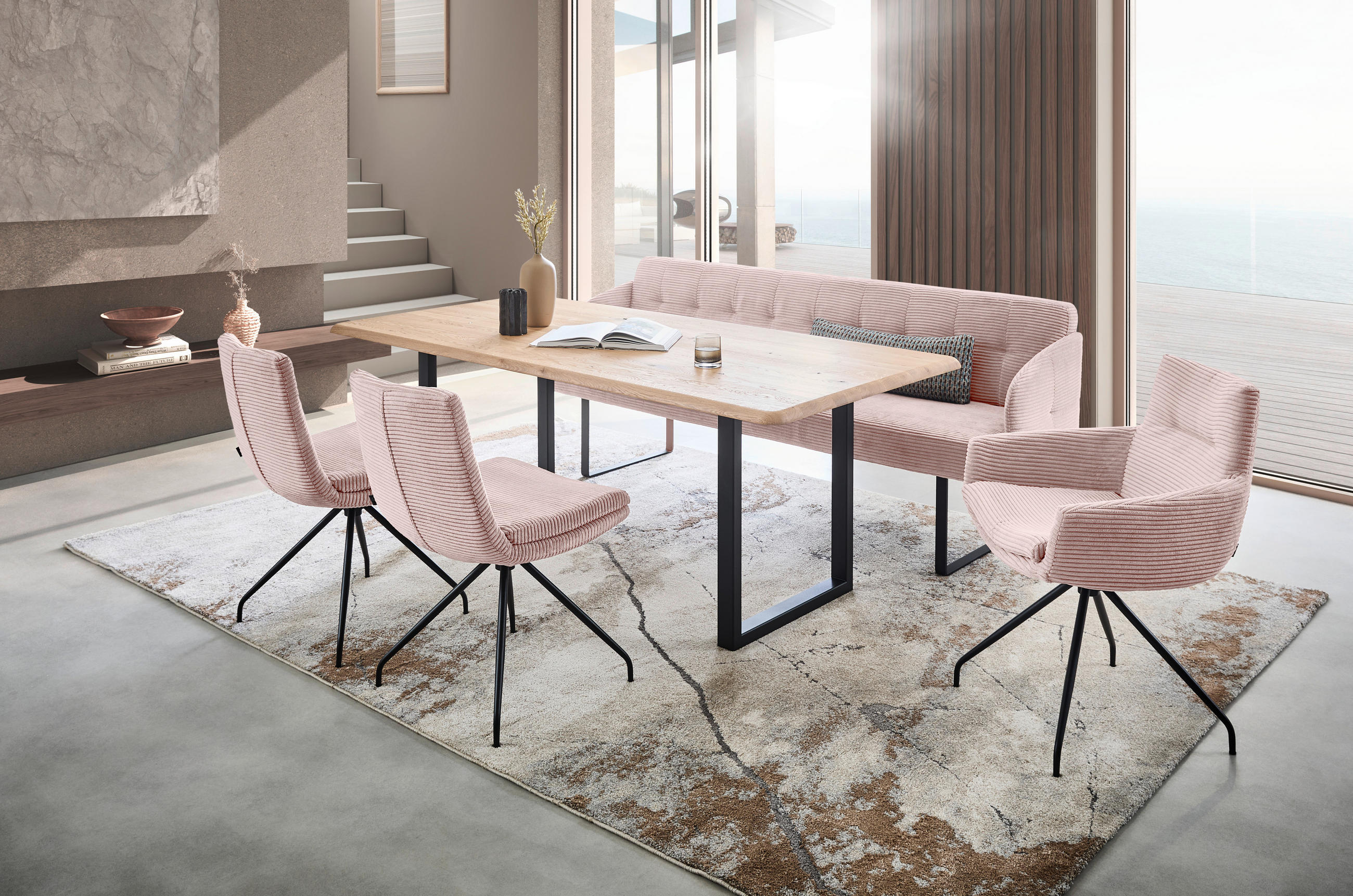 STUHL - Hellrosa/Schwarz, Design, Textil/Metall (50/85/64cm) - Musterring