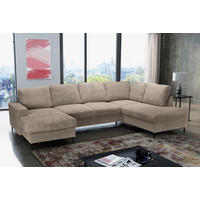 WOHNLANDSCHAFT Taupe Cord  - Taupe/Schwarz, KONVENTIONELL, Textil/Metall (148/303/197cm) - Carryhome