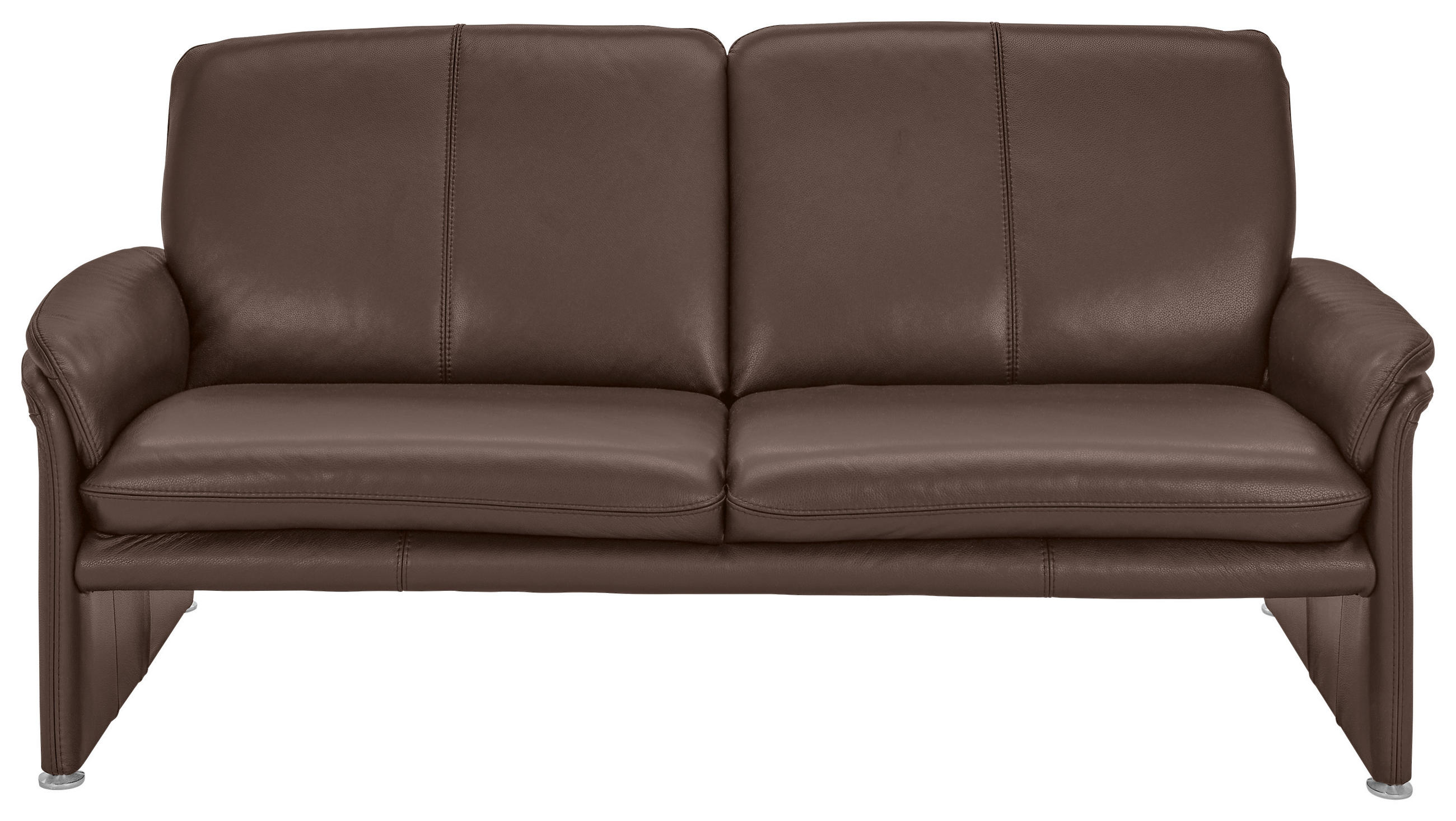 2-SITZER-SOFA Braun Echtleder  - Chromfarben/Braun, KONVENTIONELL, Leder/Metall (158/90/86cm) - Celina Home