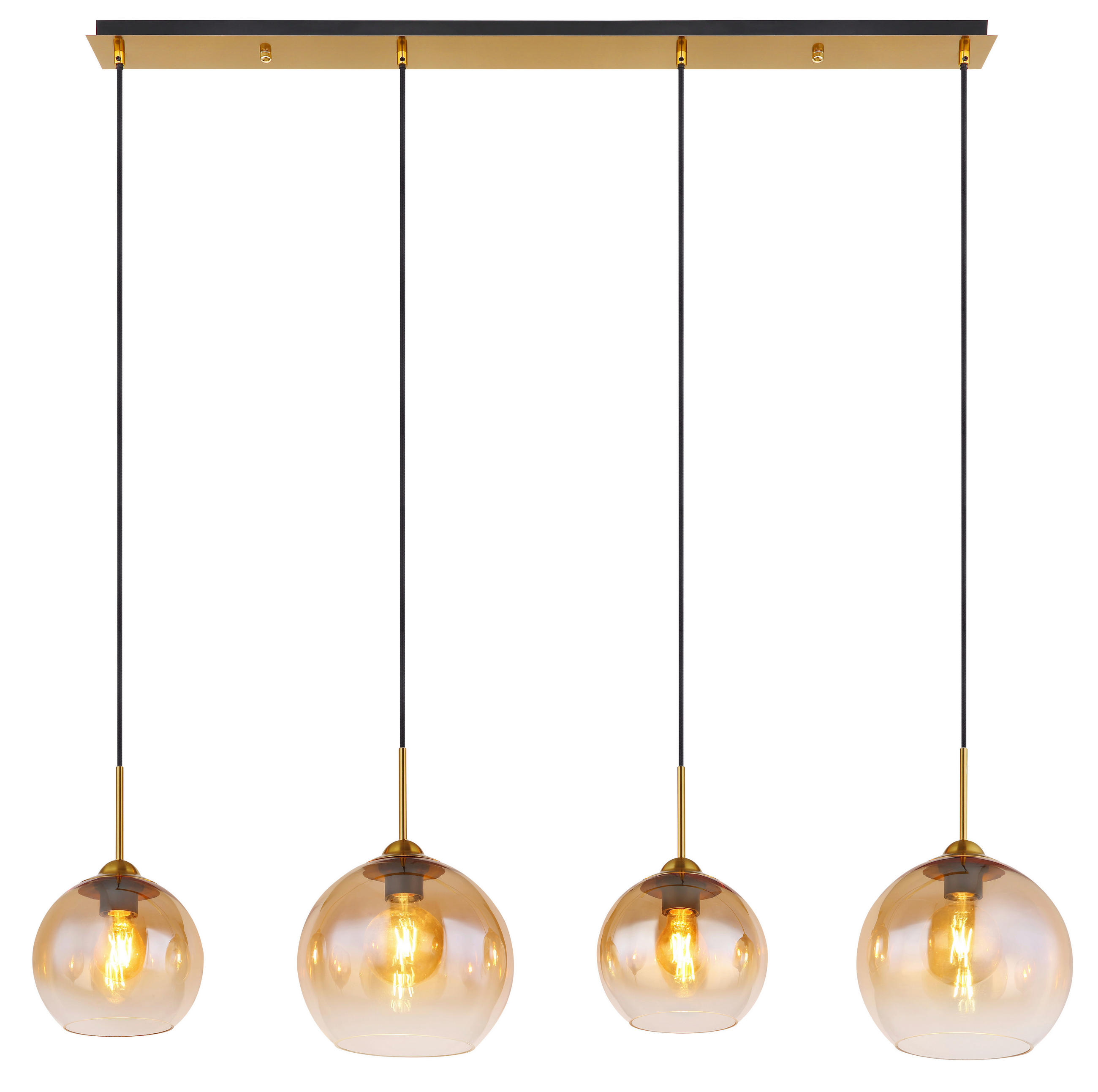 HÄNGELEUCHTE 120/25/120 cm  - Klar/Messingfarben, Design, Glas/Metall (120/25/120cm) - Globo