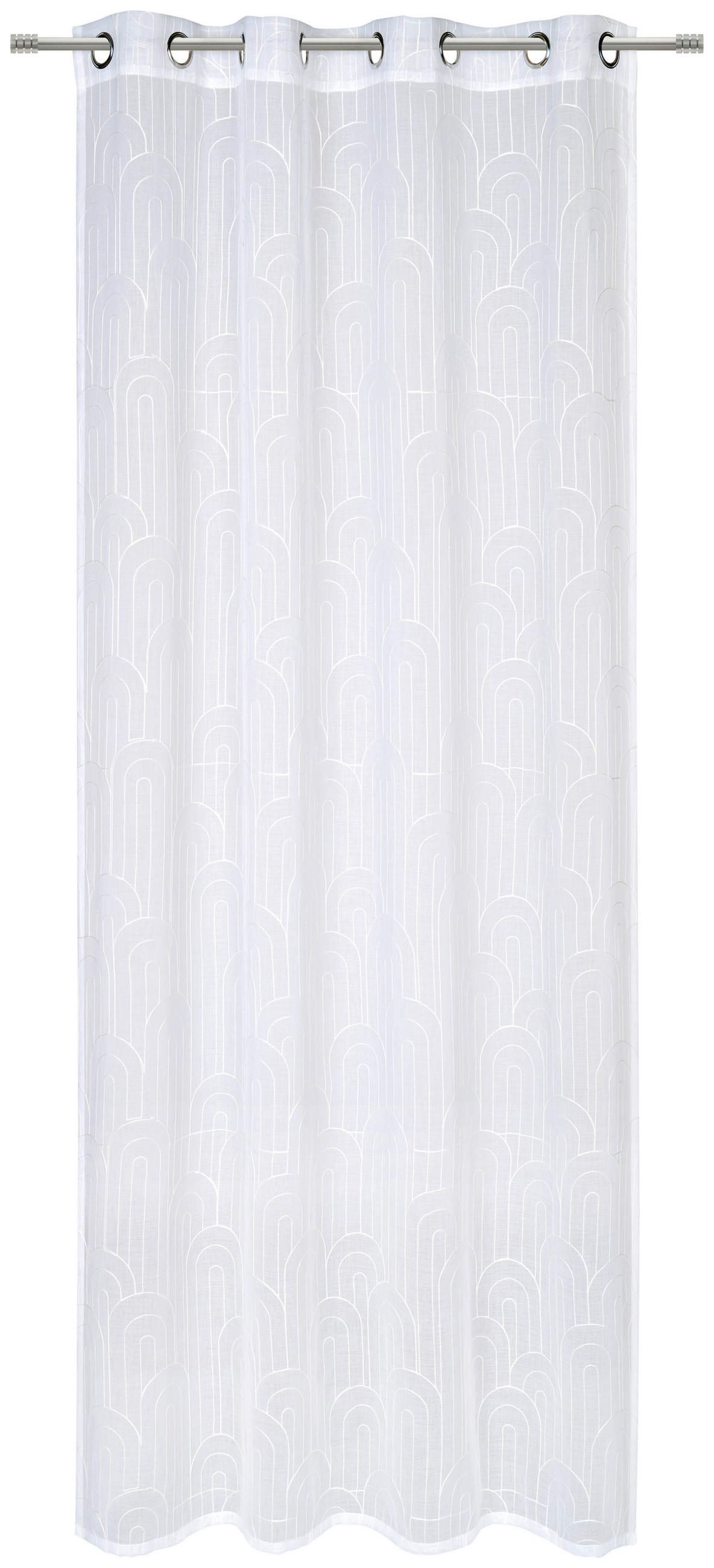 ZAVESA SA KARIKAMA bela - bela, Dizajnerski, tekstil (140/245cm) - Esposa