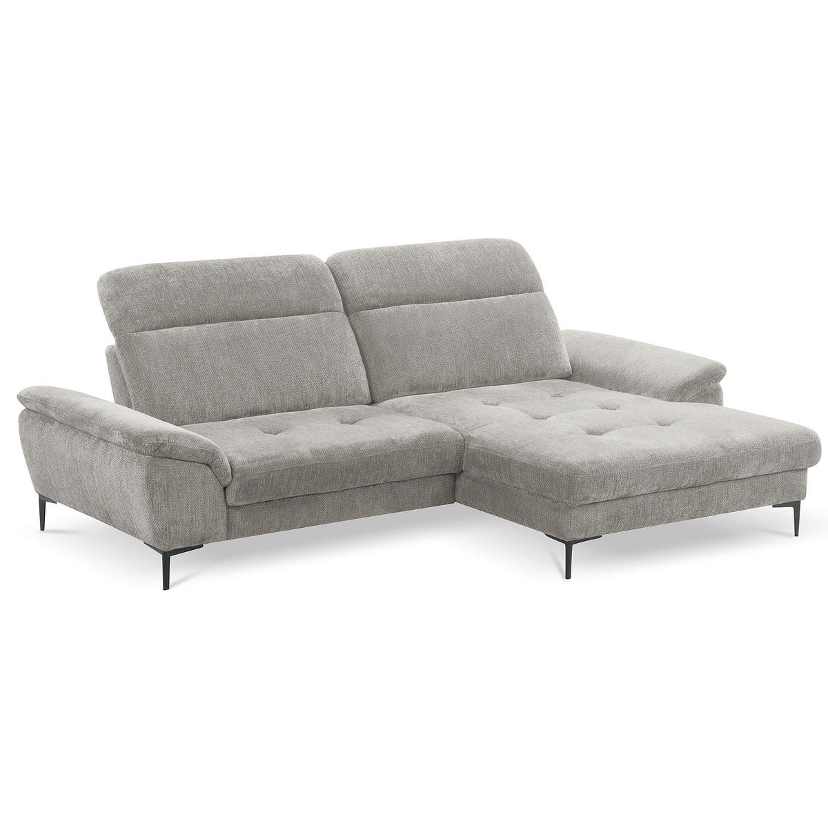 ECKSOFA  Webstoff Grau  - Schwarz/Grau, Design, Textil/Metall (268/195cm) - Livetastic