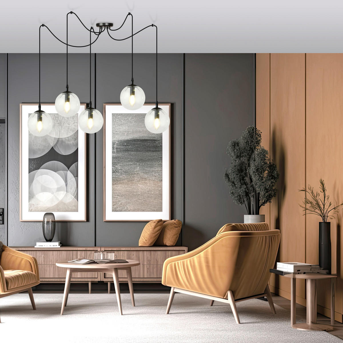 HÄNGELEUCHTE  200/70/200 cm    - Schwarz, KONVENTIONELL, Glas/Metall (200/70/200cm)