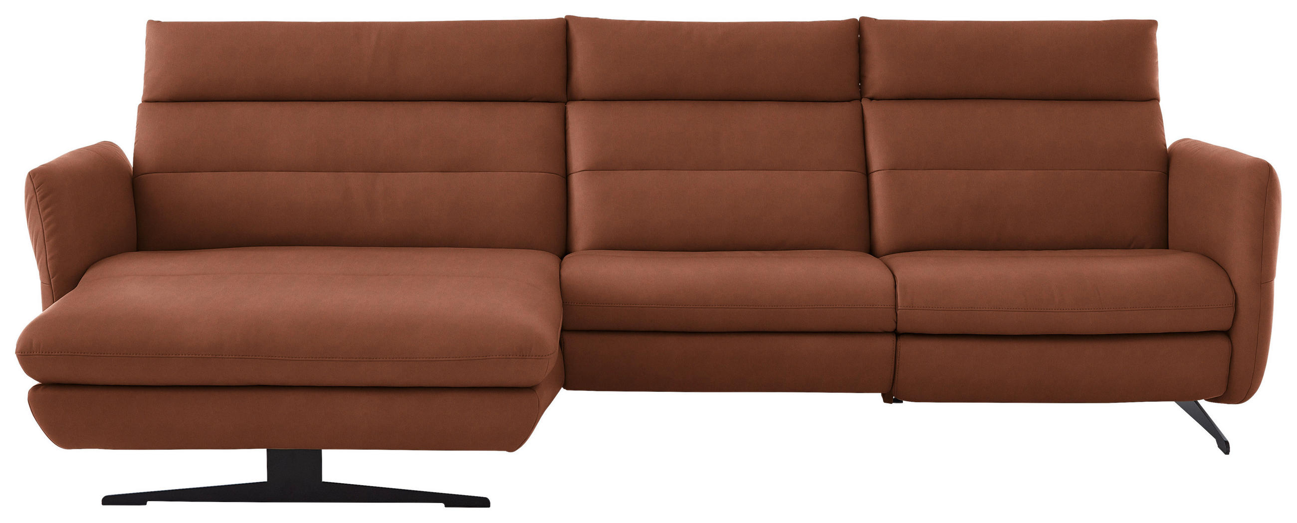 ECKSOFA in Echtleder Cognac  - Cognac/Schwarz, Design, Leder/Metall (169/298cm) - Dieter Knoll