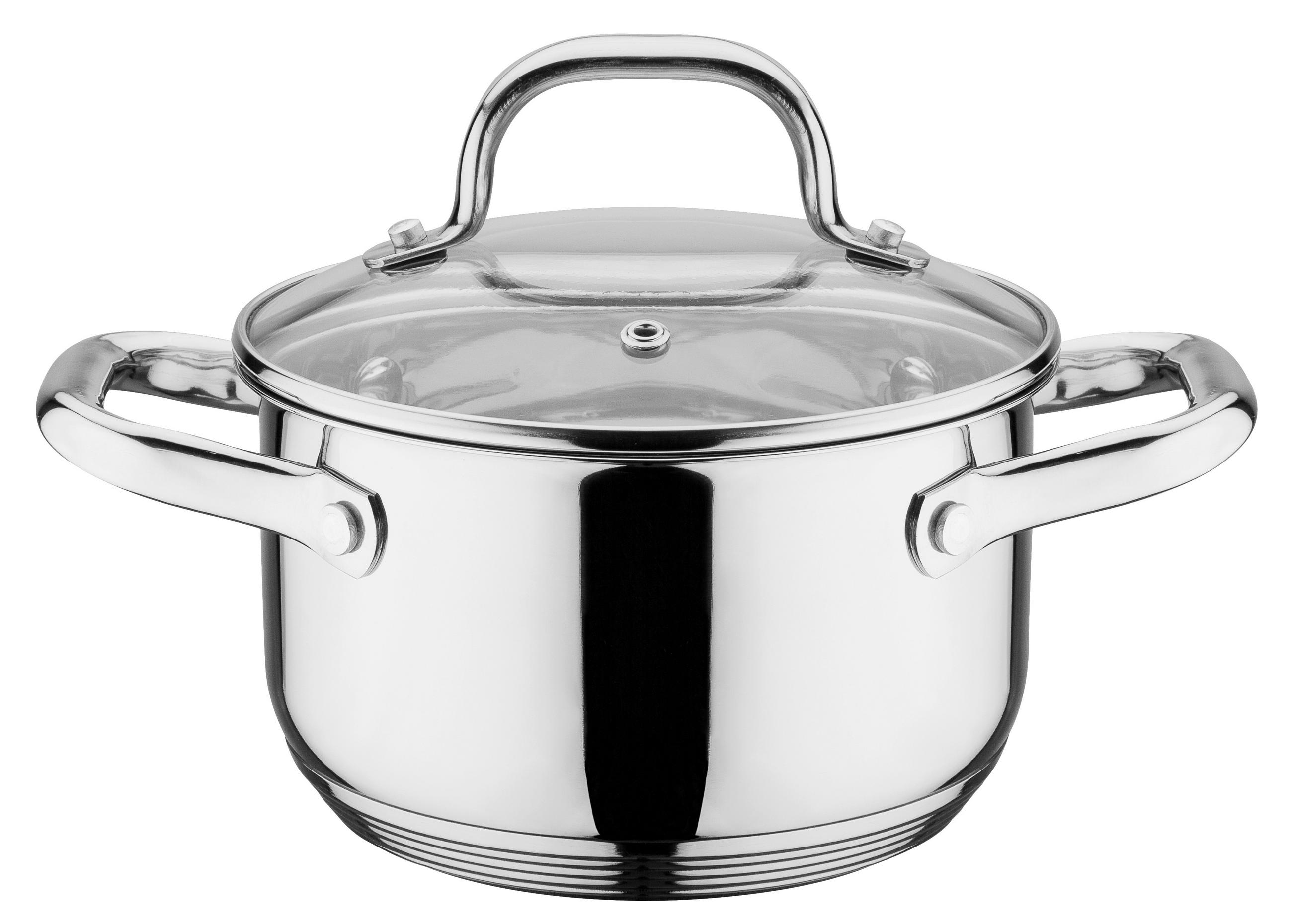 KOCHTOPFSET TRENTINO 5-teilig  - Klar/Edelstahlfarben, Basics, Glas/Metall - GSW