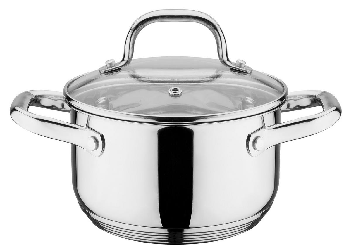 KOCHTOPFSET TRENTINO 5-teilig  - Klar/Edelstahlfarben, Basics, Glas/Metall - GSW